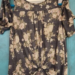 Floral Off-Shoulder Knot Blouse